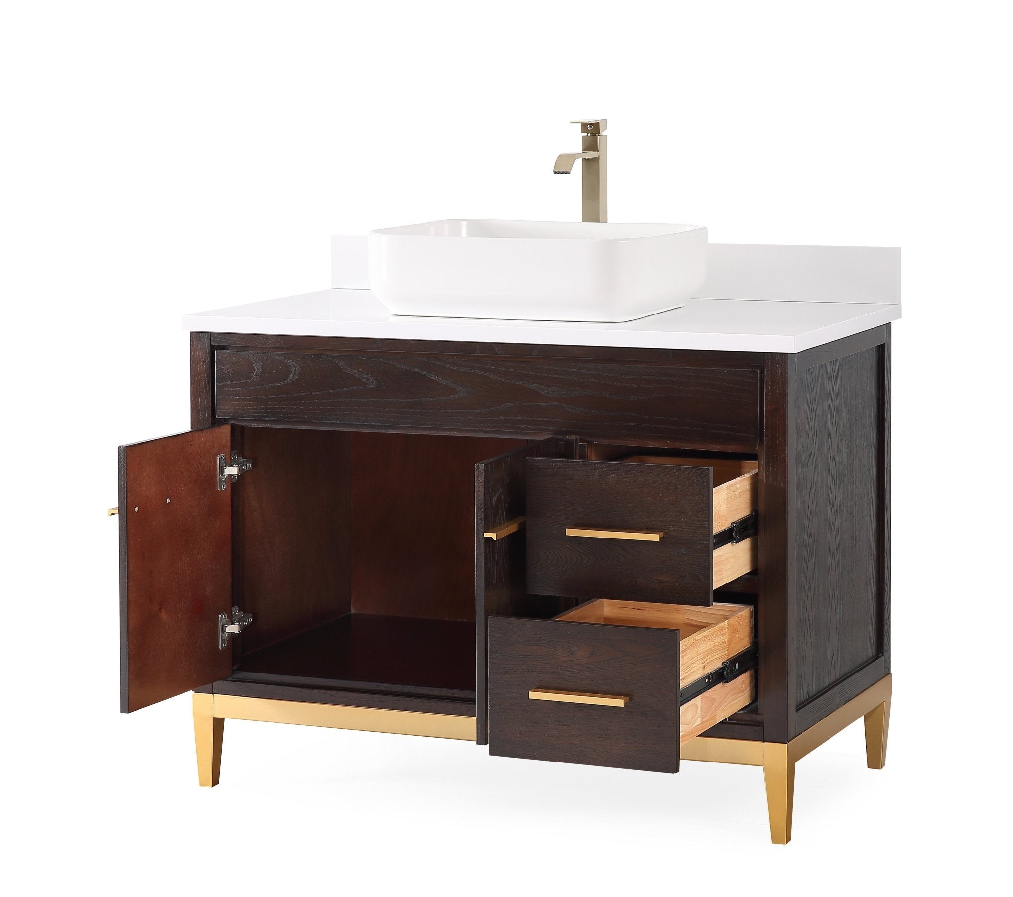 Chans Furniture 9942DK-42QT 42"  Tennant Brand Modern Style Beatrice Vessel Sink Bathroom Vanity