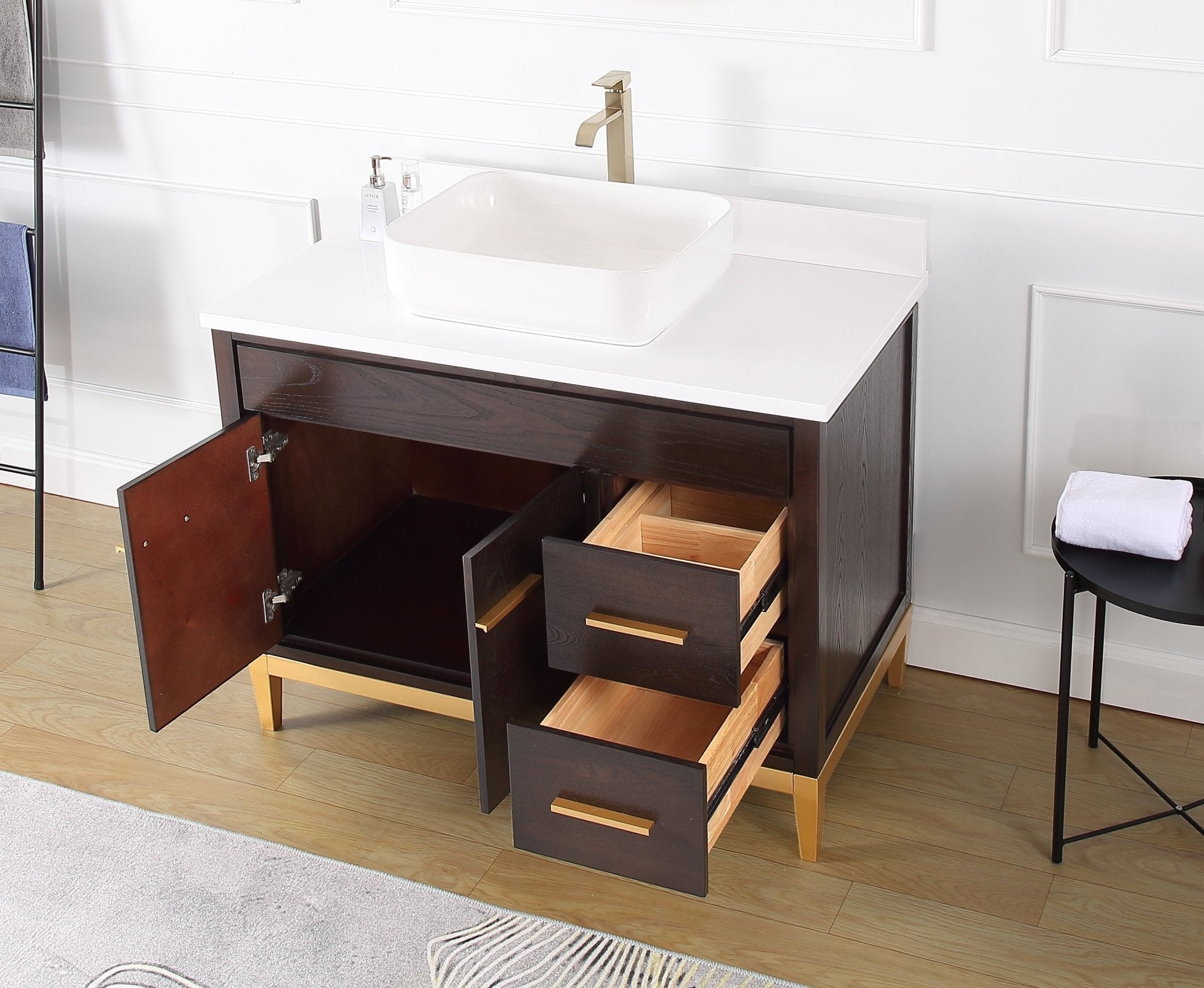 Chans Furniture 9942DK-42QT 42"  Tennant Brand Modern Style Beatrice Vessel Sink Bathroom Vanity