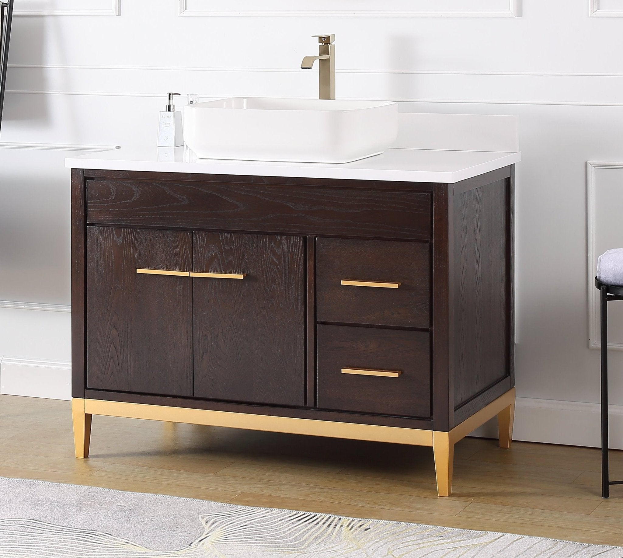 Chans Furniture 9942DK-42QT 42"  Tennant Brand Modern Style Beatrice Vessel Sink Bathroom Vanity