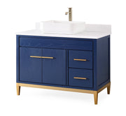 Chans Furniture 9942VB-42QT 42"  Tennant Brand Modern Style Blue Beatrice Vessel Sink Bathroom Vanity