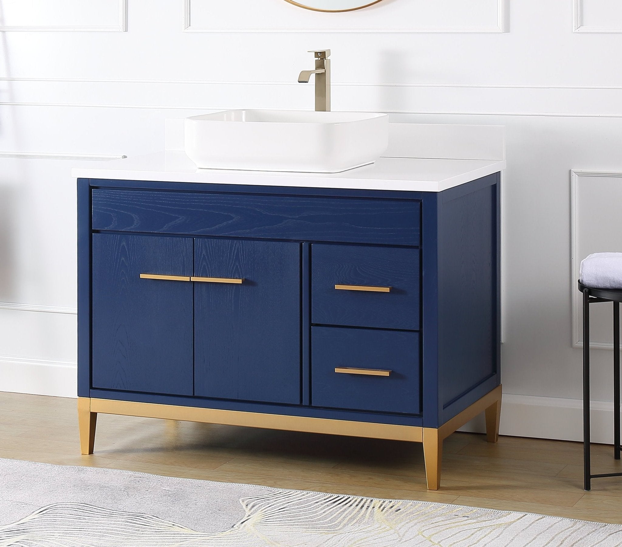 Chans Furniture 9942VB-42QT 42"  Tennant Brand Modern Style Blue Beatrice Vessel Sink Bathroom Vanity