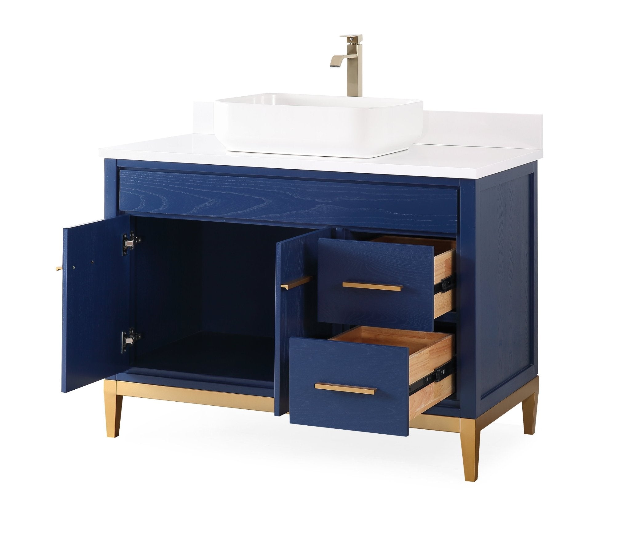 Chans Furniture 9942VB-42QT 42"  Tennant Brand Modern Style Blue Beatrice Vessel Sink Bathroom Vanity
