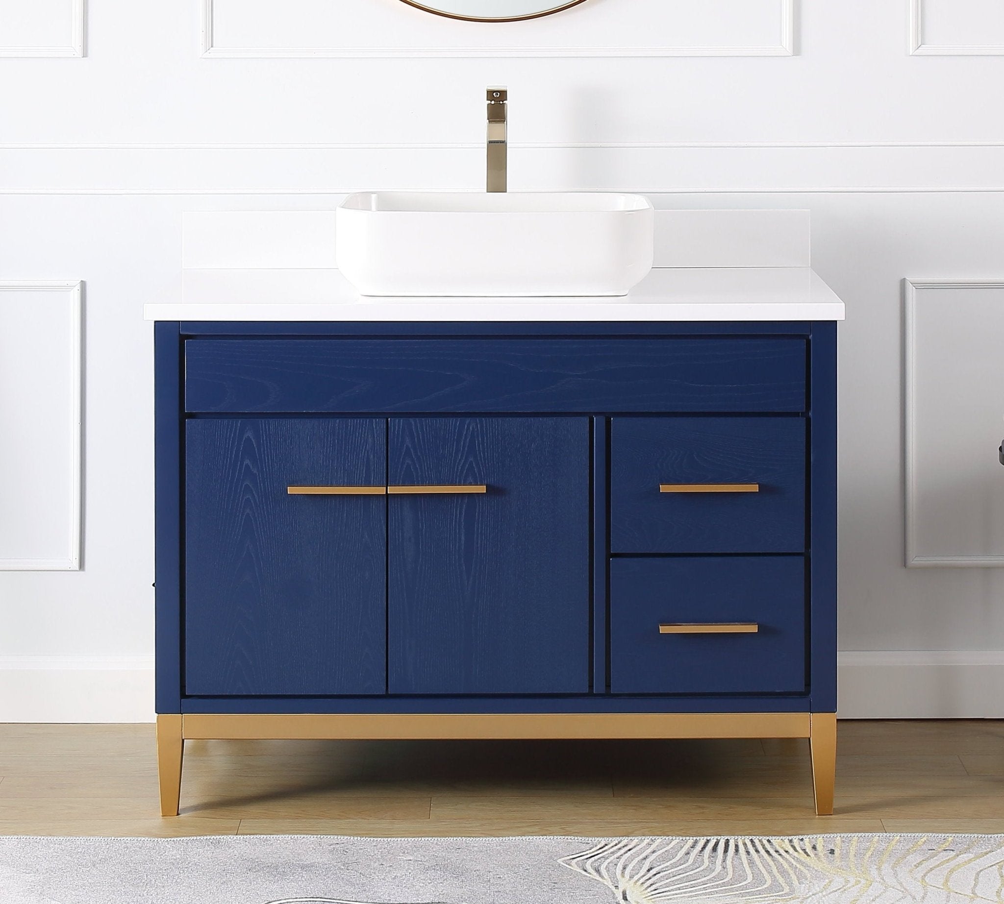 Chans Furniture 9942VB-42QT 42"  Tennant Brand Modern Style Blue Beatrice Vessel Sink Bathroom Vanity