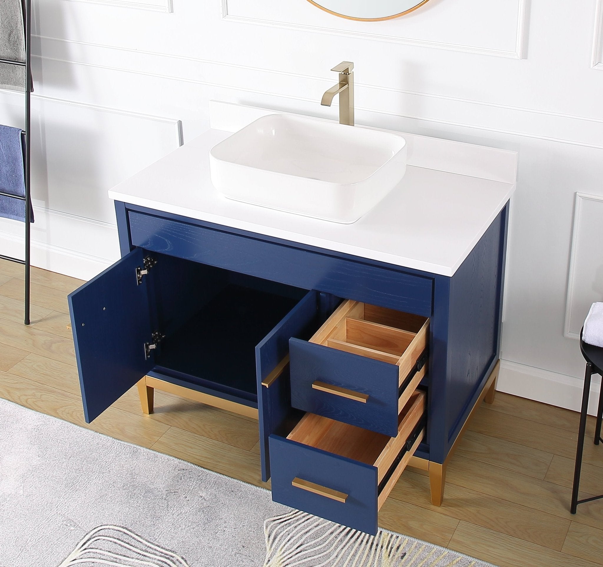 Chans Furniture 9942VB-42QT 42"  Tennant Brand Modern Style Blue Beatrice Vessel Sink Bathroom Vanity