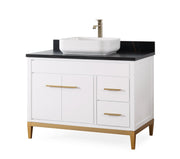 Chans Furniture 9942WT-42BK 42"  Tennant Brand Modern Style White Beatrice Vessel Sink Bathroom Vanity