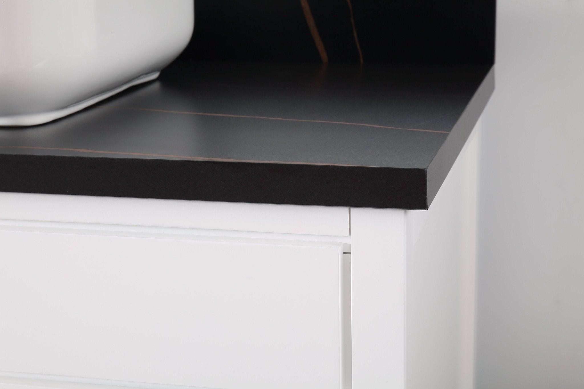 Chans Furniture 9942WT-42BK 42"  Tennant Brand Modern Style White Beatrice Vessel Sink Bathroom Vanity