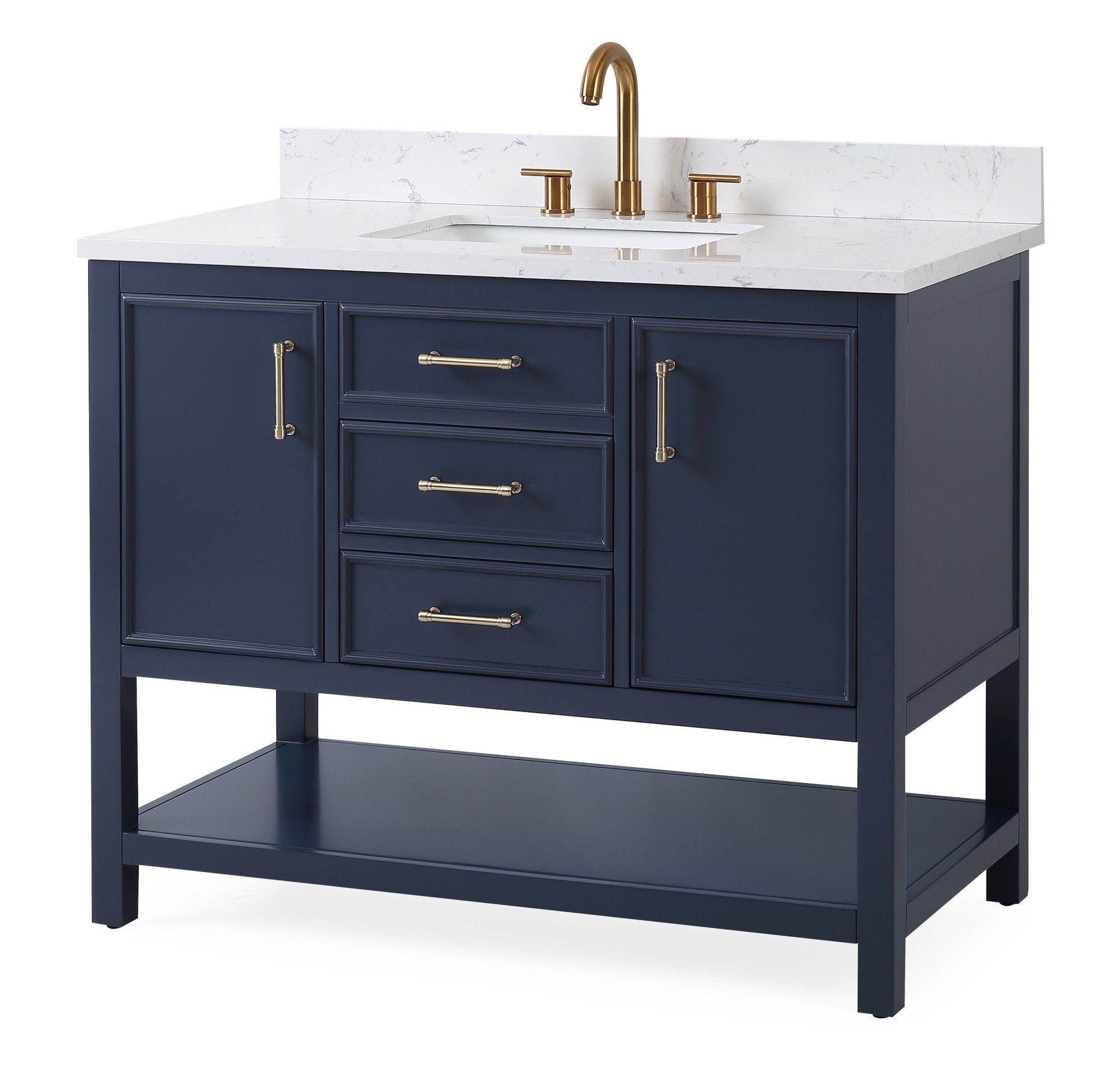 Chans Furniture QT-7220-NB42 42"  Tennant Brand Navy Blue Single Sink Bathroom Vanity - Felton
