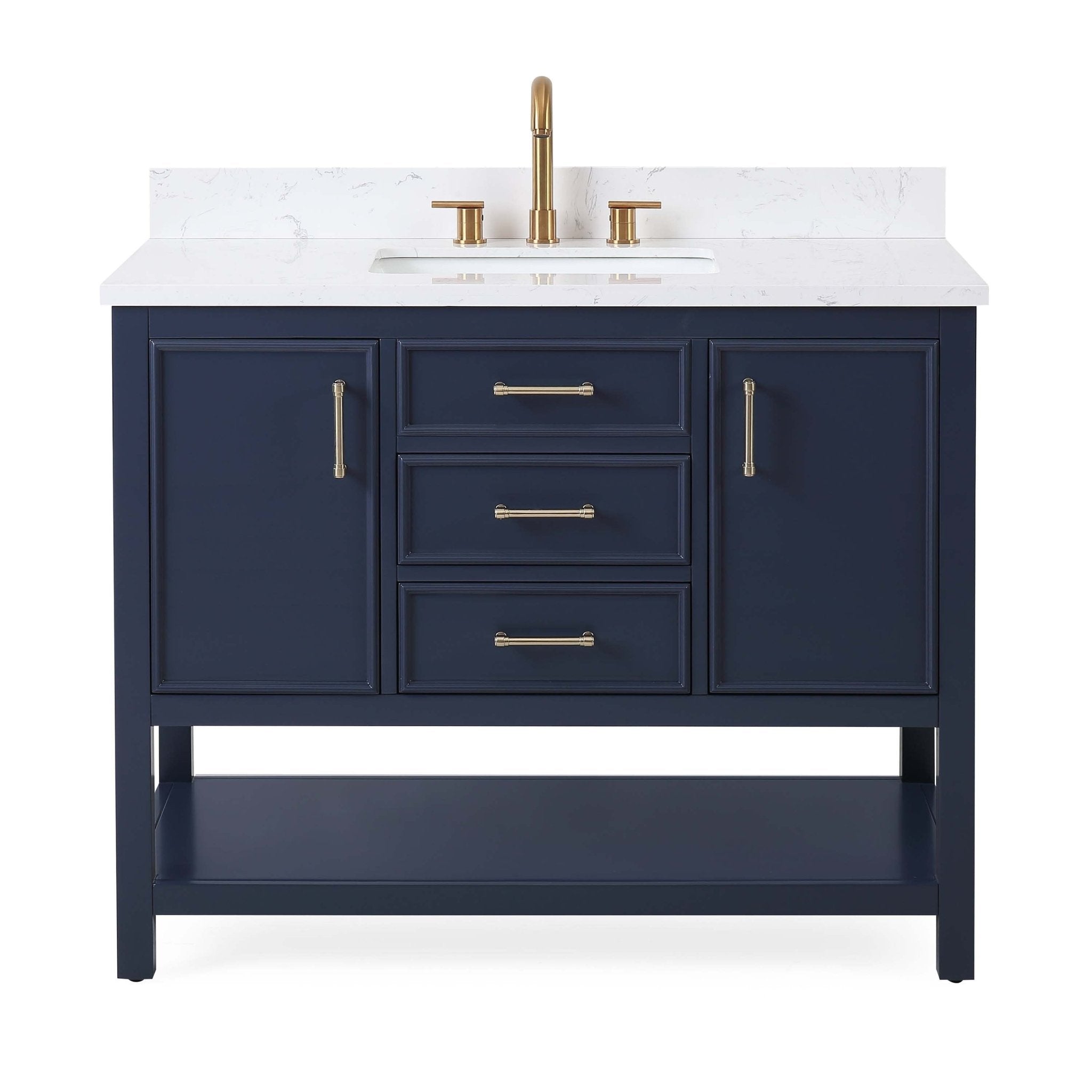 Chans Furniture QT-7220-NB42 42"  Tennant Brand Navy Blue Single Sink Bathroom Vanity - Felton