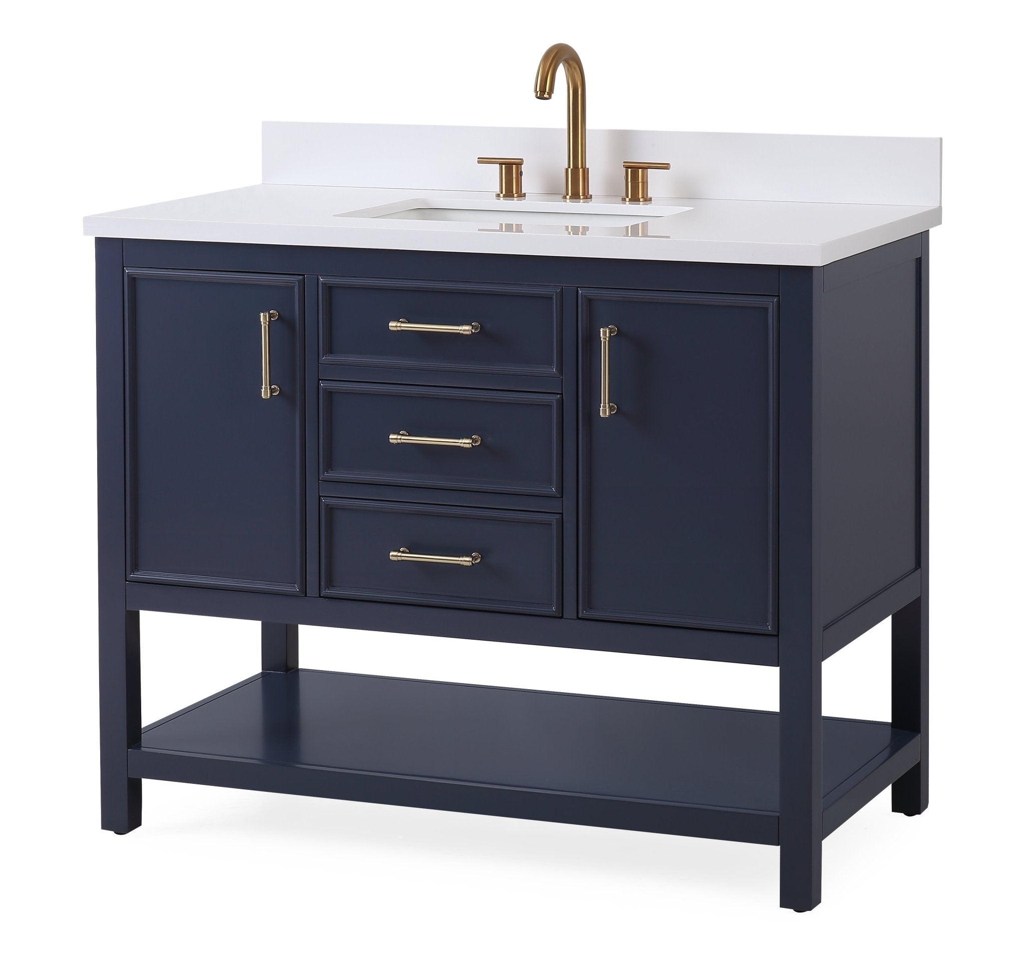 Chans Furniture QT-7220-NB42 42"  Tennant Brand Navy Blue Single Sink Bathroom Vanity - Felton