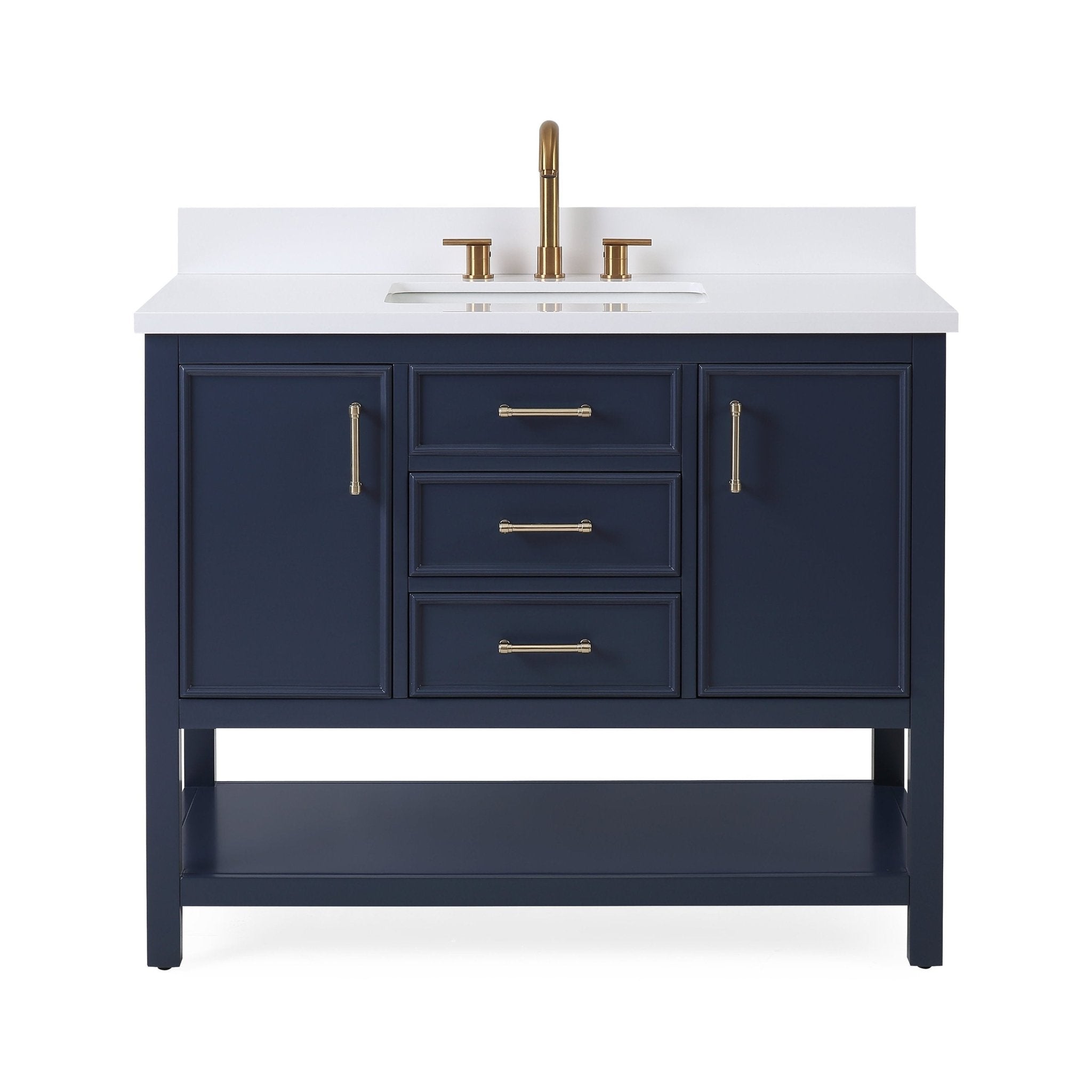 Chans Furniture QT-7220-NB42 42"  Tennant Brand Navy Blue Single Sink Bathroom Vanity - Felton