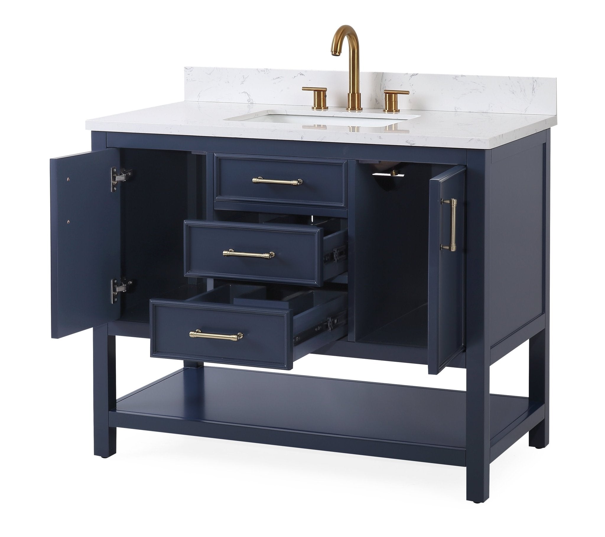 Chans Furniture QT-7220-NB42 42"  Tennant Brand Navy Blue Single Sink Bathroom Vanity - Felton