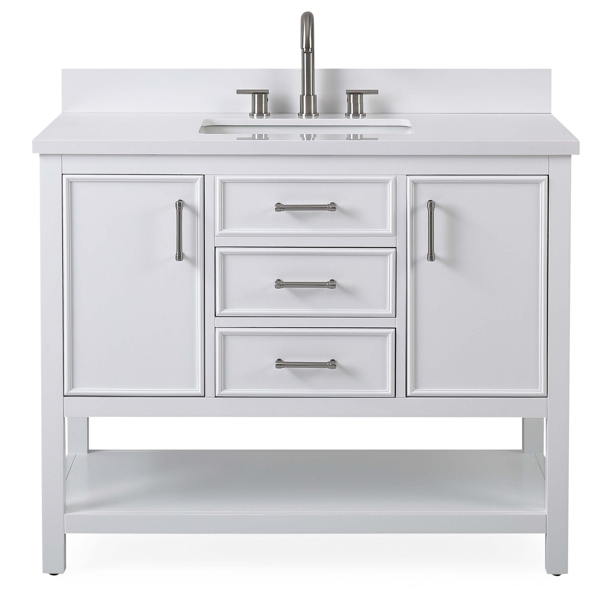Chans Furniture QT-7220-W42 42"  Tennant Brand White Single Sink Bathroom Vanity - Felton