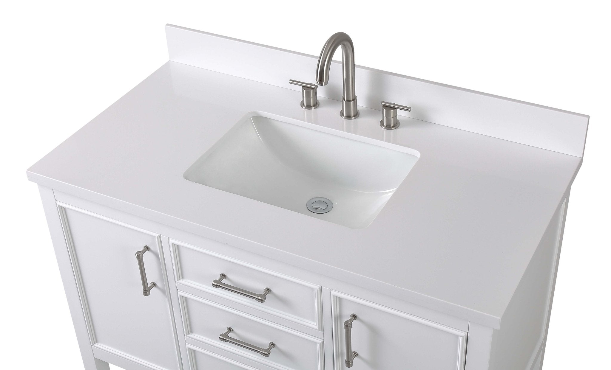 Chans Furniture QT-7220-W42 42"  Tennant Brand White Single Sink Bathroom Vanity - Felton