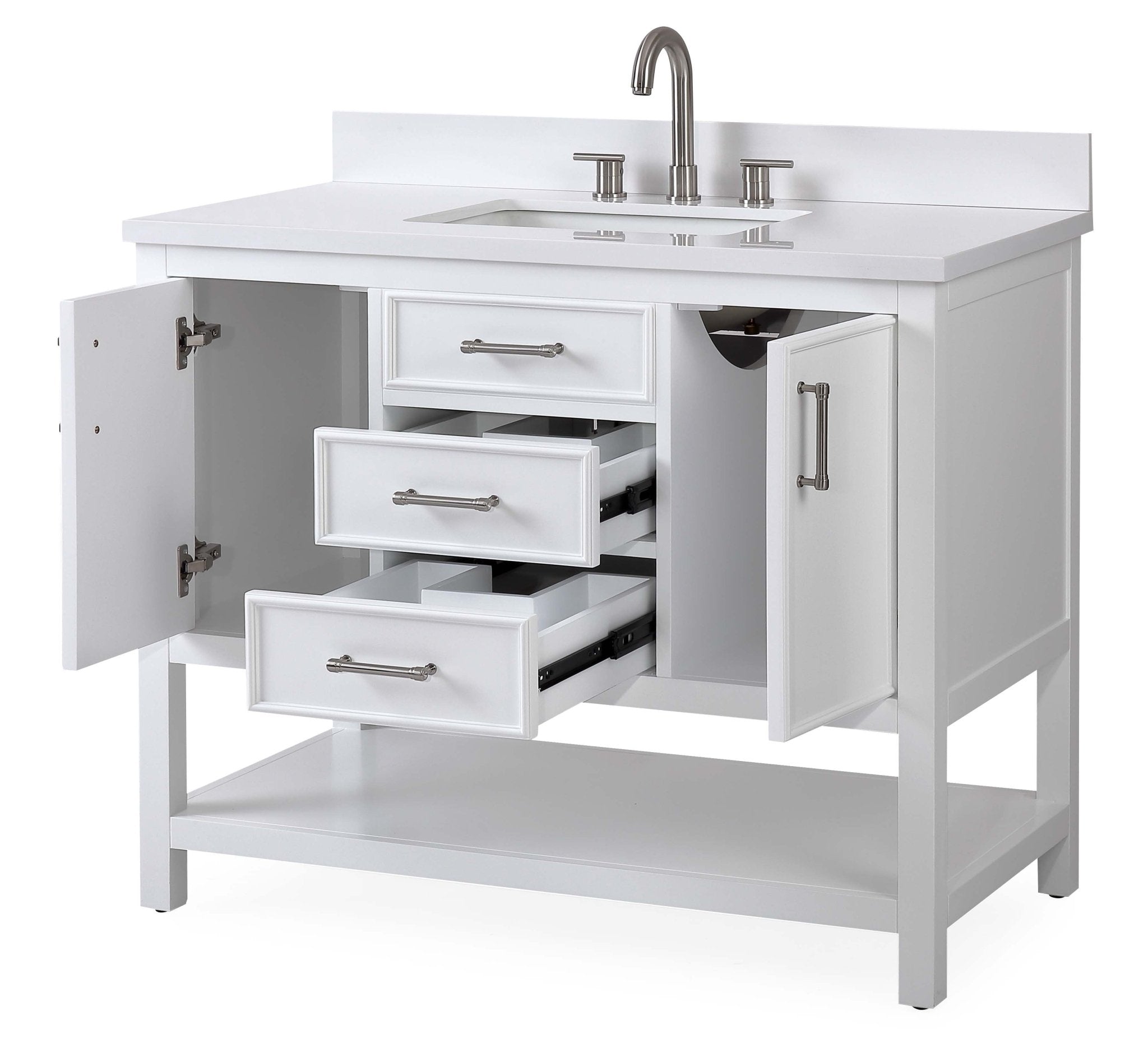 Chans Furniture QT-7220-W42 42"  Tennant Brand White Single Sink Bathroom Vanity - Felton