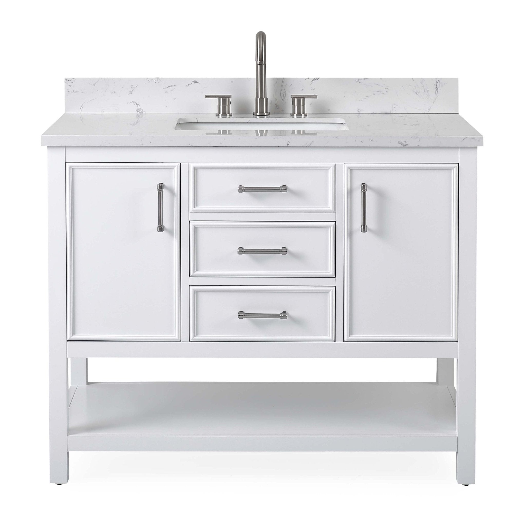 Chans Furniture QT-7220-W42 42"  Tennant Brand White Single Sink Bathroom Vanity - Felton