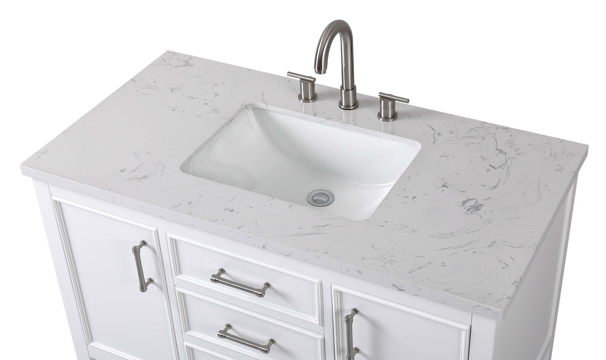 Chans Furniture QT-7220-W42 42"  Tennant Brand White Single Sink Bathroom Vanity - Felton