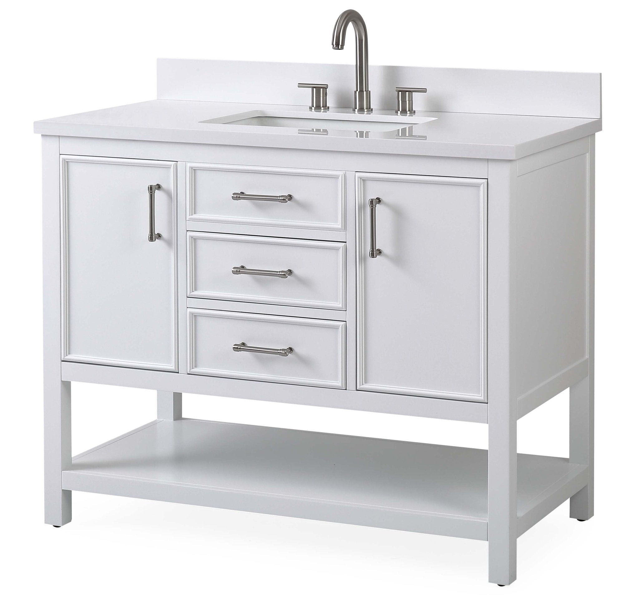 Chans Furniture QT-7220-W42 42"  Tennant Brand White Single Sink Bathroom Vanity - Felton