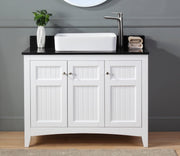 Chans Furniture CF-77888GT 42 Inch White Triadsville Vessel Sink Bathroom Vanity With Black Granite Top
