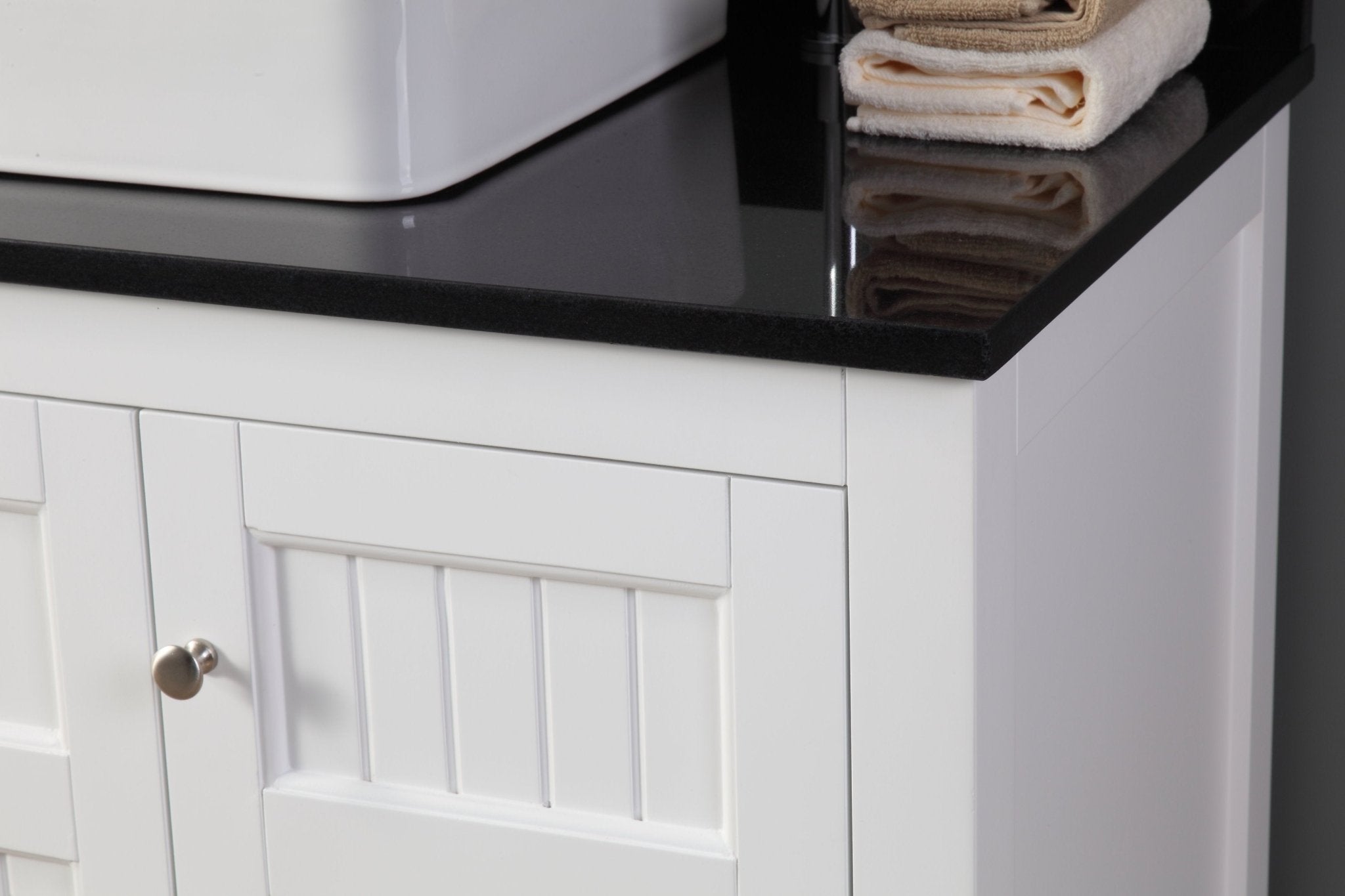 Chans Furniture CF-77888GT 42 Inch White Triadsville Vessel Sink Bathroom Vanity With Black Granite Top