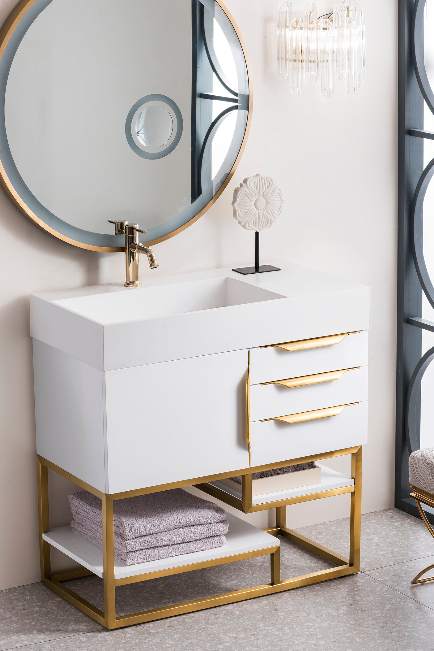 James Martin Columbia 36" Freestanding Single Vanity with Mineral Composite Stone Countertop