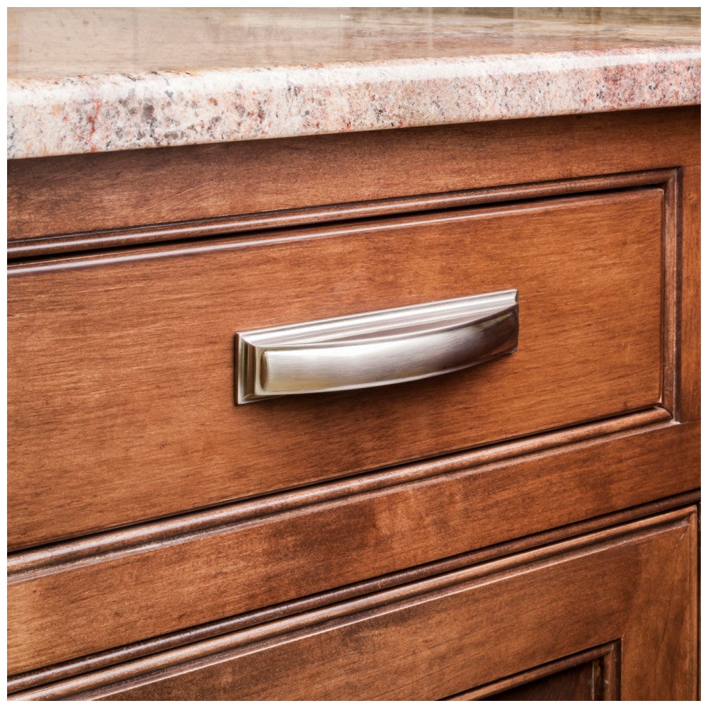 Hardware Resources 96 mm Center-to-Center Satin Nickel Square Annadale Cabinet Cup Pull