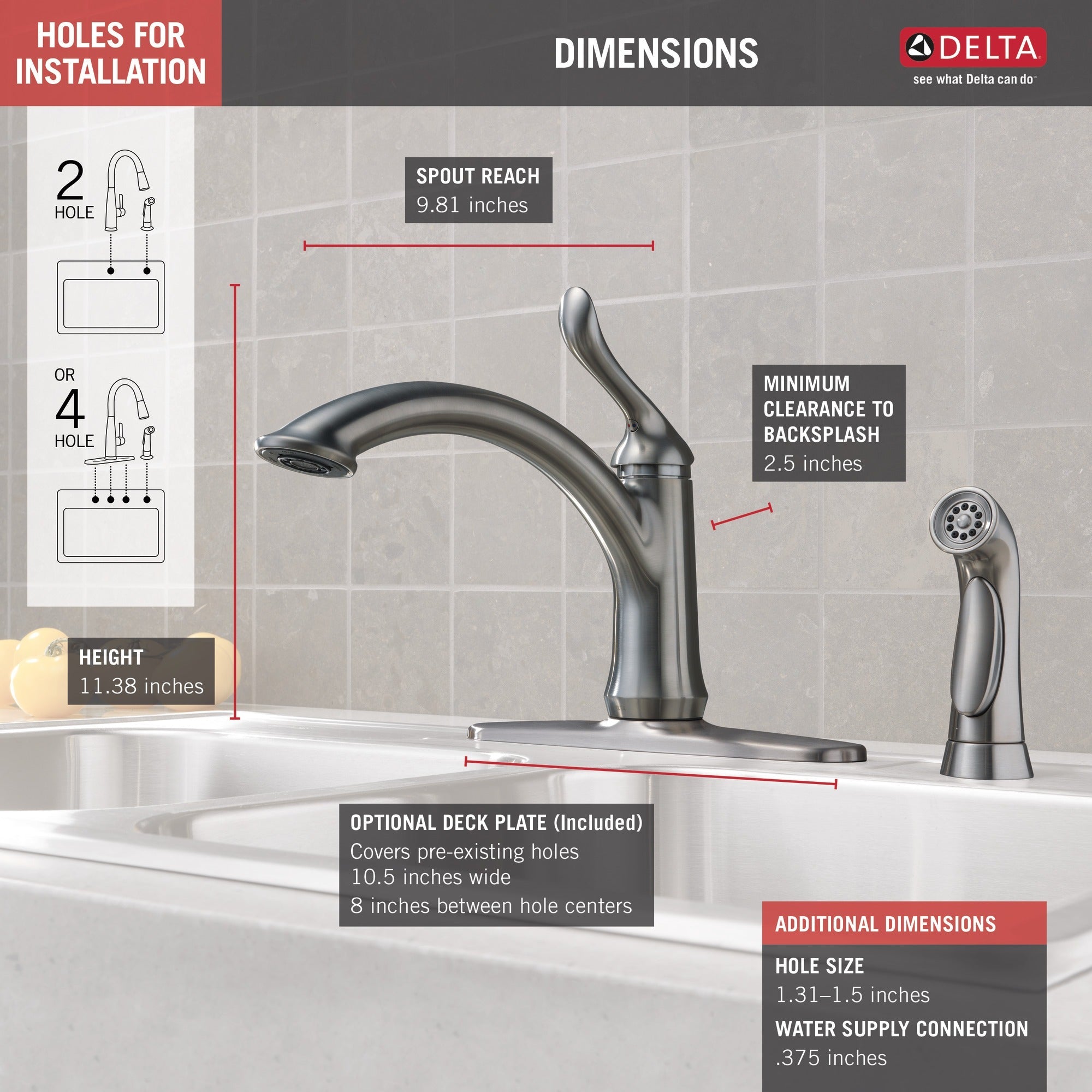Delta Linden™ Single Handle Kitchen Faucet with Spray