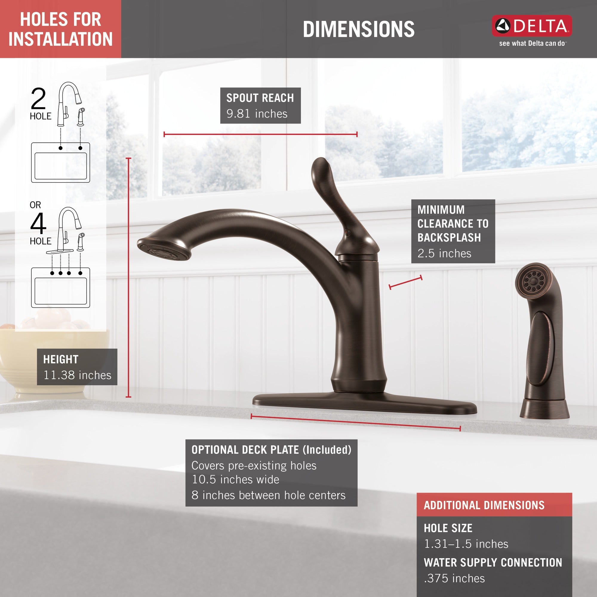 Delta Linden™ Single Handle Kitchen Faucet with Spray