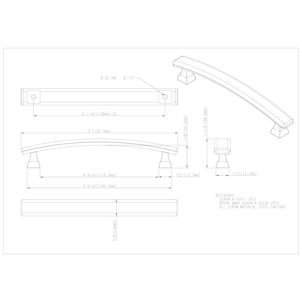 Hardware Resources 3" Center-to-Center Satin Nickel Square Hadly Cabinet Pull