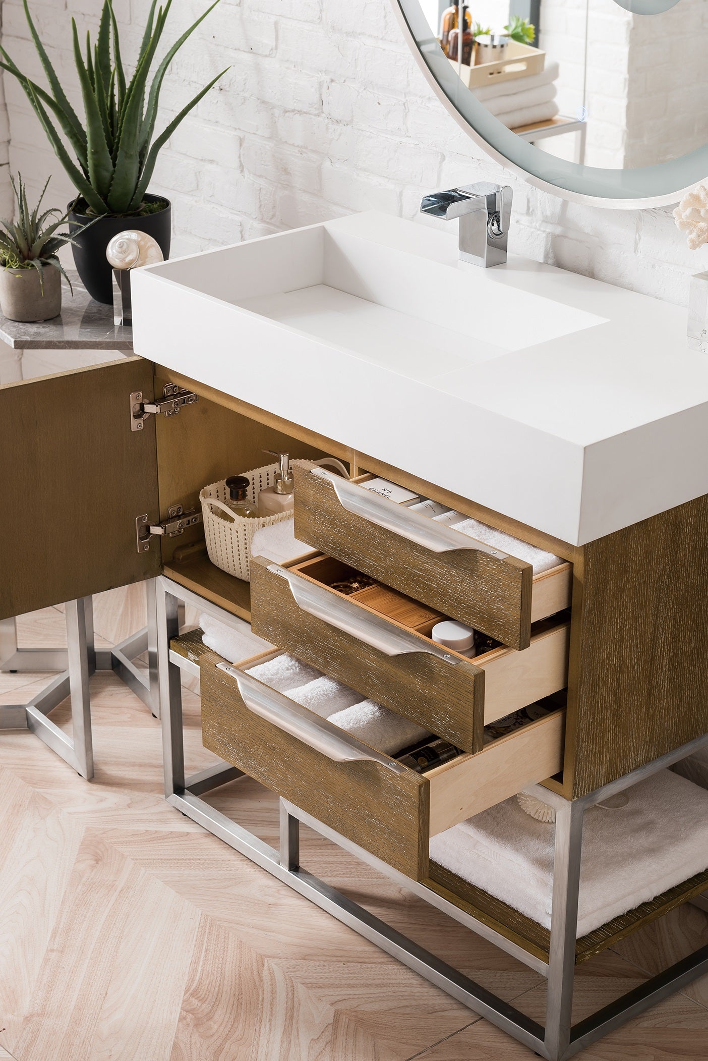 James Martin Columbia 36" Freestanding Single Vanity with Mineral Composite Stone Countertop