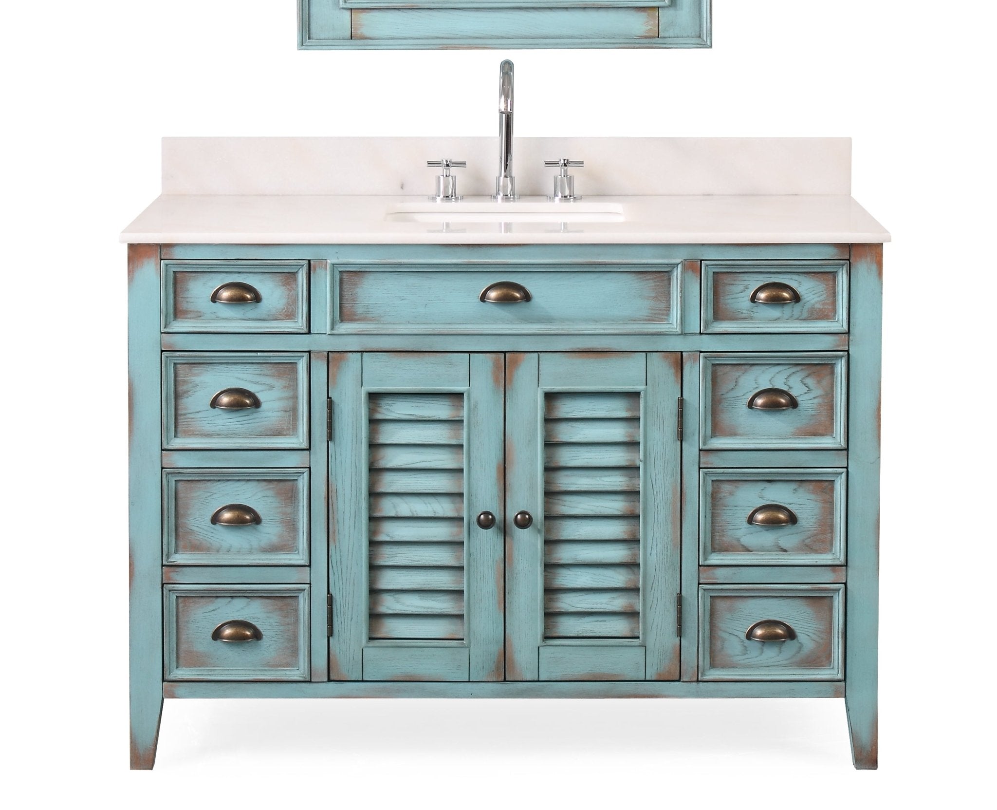 Chans Furniture CF-28885BU 46 Inch Abbeville Farmhouse Style Distressed Blue Bathroom Vanity