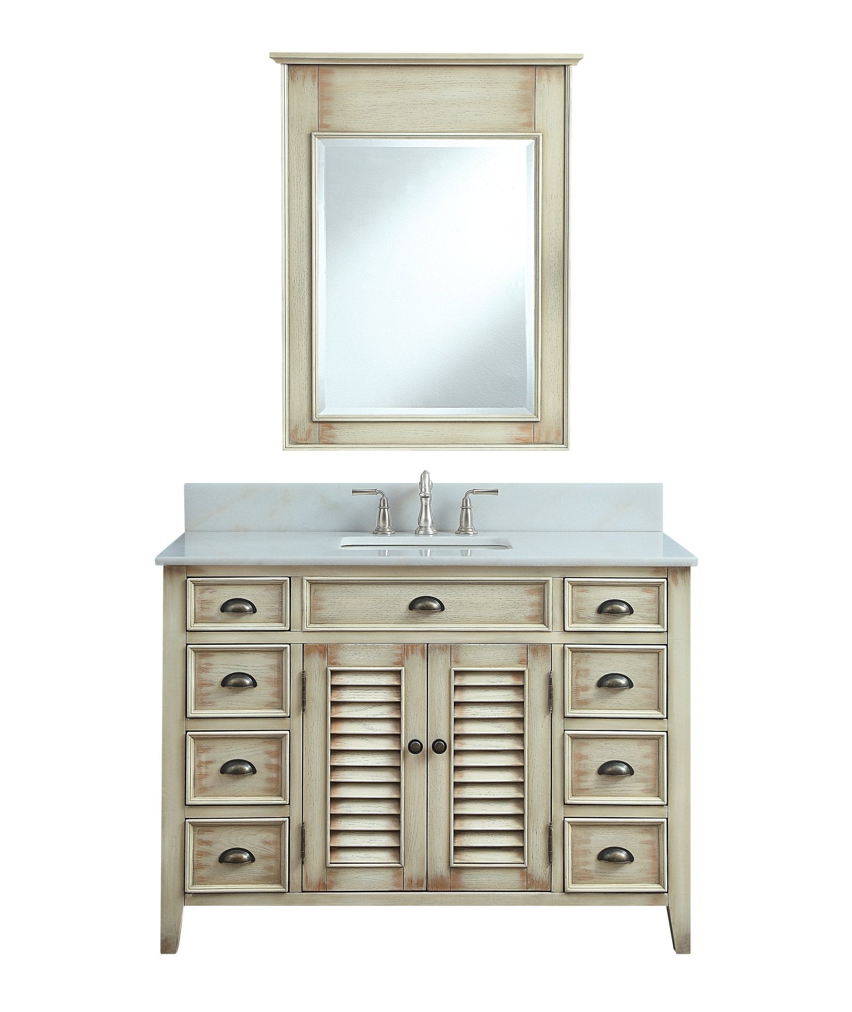 Chans Furniture CF-28325 46 Inch Distress Beige Cottage Style Abbeville Bathroom Sink Vanity