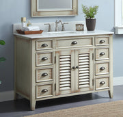 Chans Furniture CF-28325 46 Inch Distress Beige Cottage Style Abbeville Bathroom Sink Vanity
