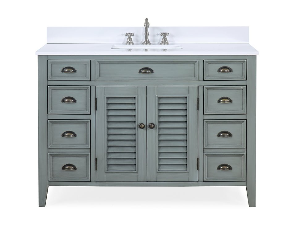 Chans Furniture CF-4485CK 46 Inch Gray Zapate With Plantation Style Single Sink Bathroom Vanity