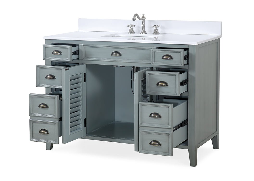 Chans Furniture CF-4485CK 46 Inch Gray Zapate With Plantation Style Single Sink Bathroom Vanity