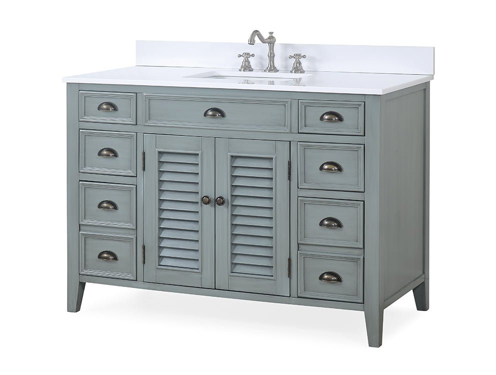 Chans Furniture CF-4485CK 46 Inch Gray Zapate With Plantation Style Single Sink Bathroom Vanity