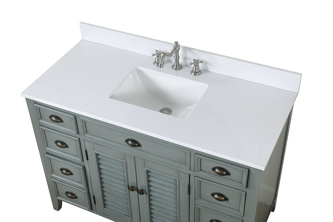 Chans Furniture CF-4485CK 46 Inch Gray Zapate With Plantation Style Single Sink Bathroom Vanity