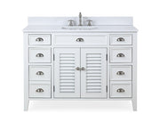 Chans Furniture CF-4485W 46 Inch White Zapate With Plantation Style Single Sink Bathroom Vanity