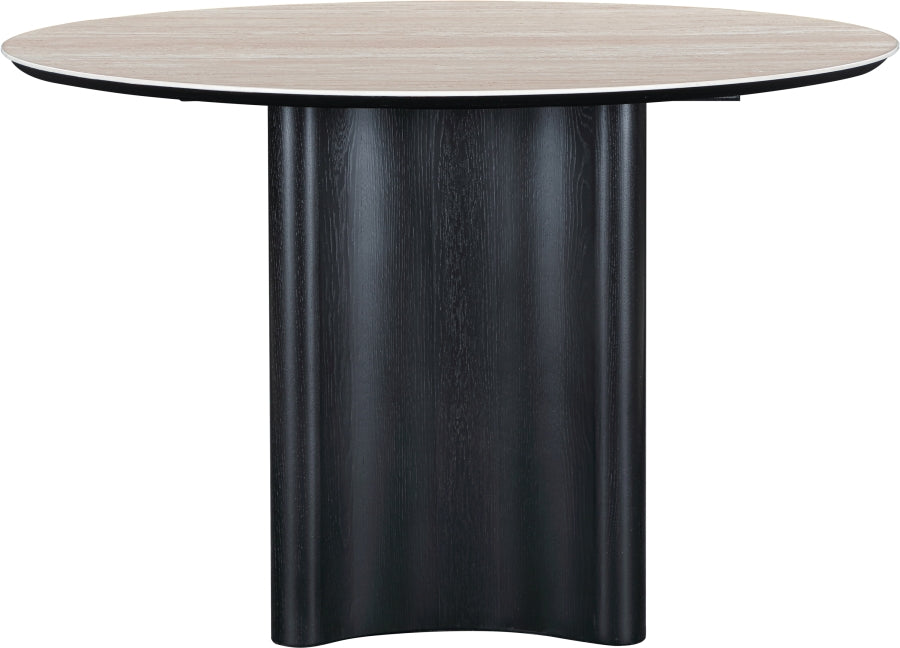 Corvina 46.5" Travertine Sintered Stone Top And Oak Veneer Base Dining Table
