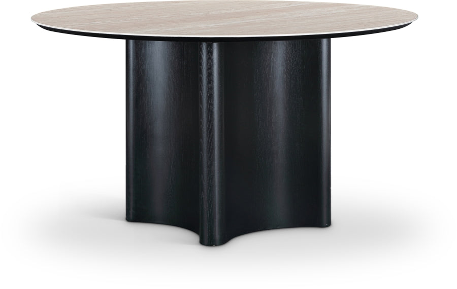 Corvina 46.5" Travertine Sintered Stone Top And Oak Veneer Base Dining Table