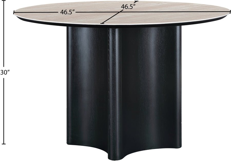Corvina 46.5" Travertine Sintered Stone Top And Oak Veneer Base Dining Table