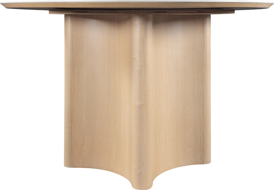 Corvina 46.5" Travertine Sintered Stone Top And Oak Veneer Base Dining Table