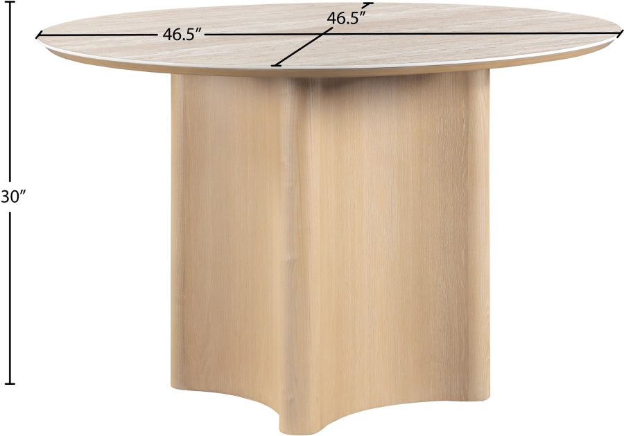 Corvina 46.5" Travertine Sintered Stone Top And Oak Veneer Base Dining Table