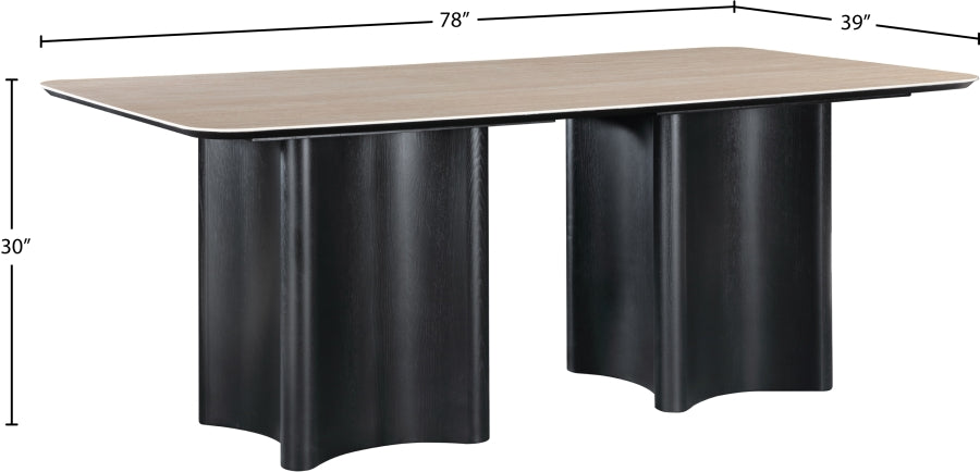 Corvina 78" Travertine Sintered Stone Top And Oak Veneer Base Dining Table