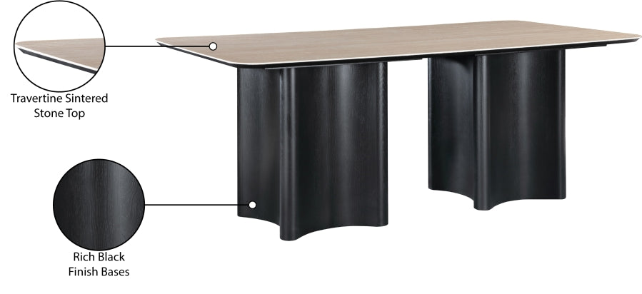 Corvina 78" Travertine Sintered Stone Top And Oak Veneer Base Dining Table