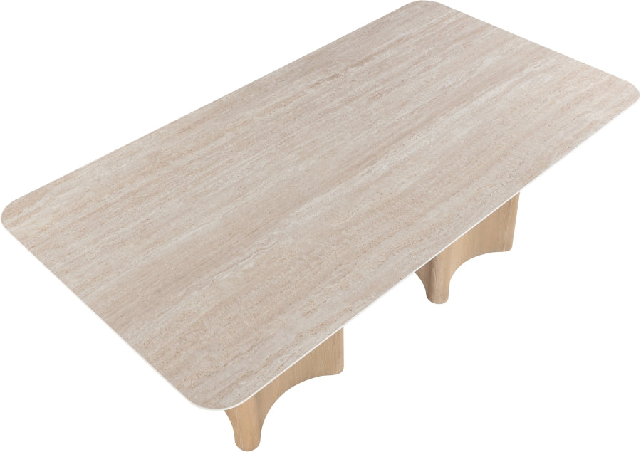 Corvina 78" Travertine Sintered Stone Top And Oak Veneer Base Dining Table