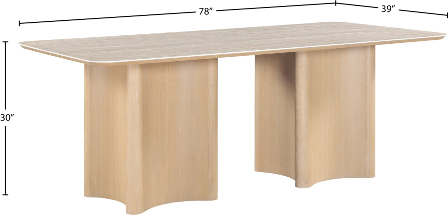 Corvina 78" Travertine Sintered Stone Top And Oak Veneer Base Dining Table