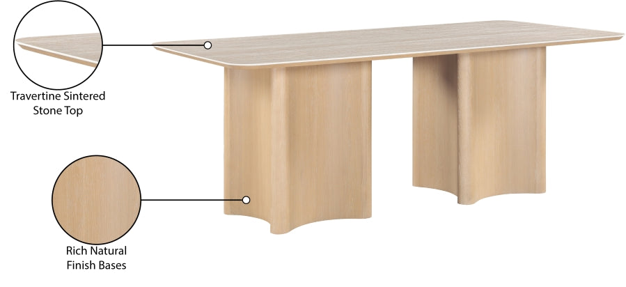 Corvina 78" Travertine Sintered Stone Top And Oak Veneer Base Dining Table