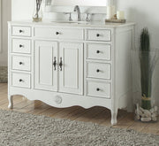 Chans Furniture HF-8535AW 46 Inch Distressed Antique White Cottage Style Fayetteville Bathroom Sink Vanity