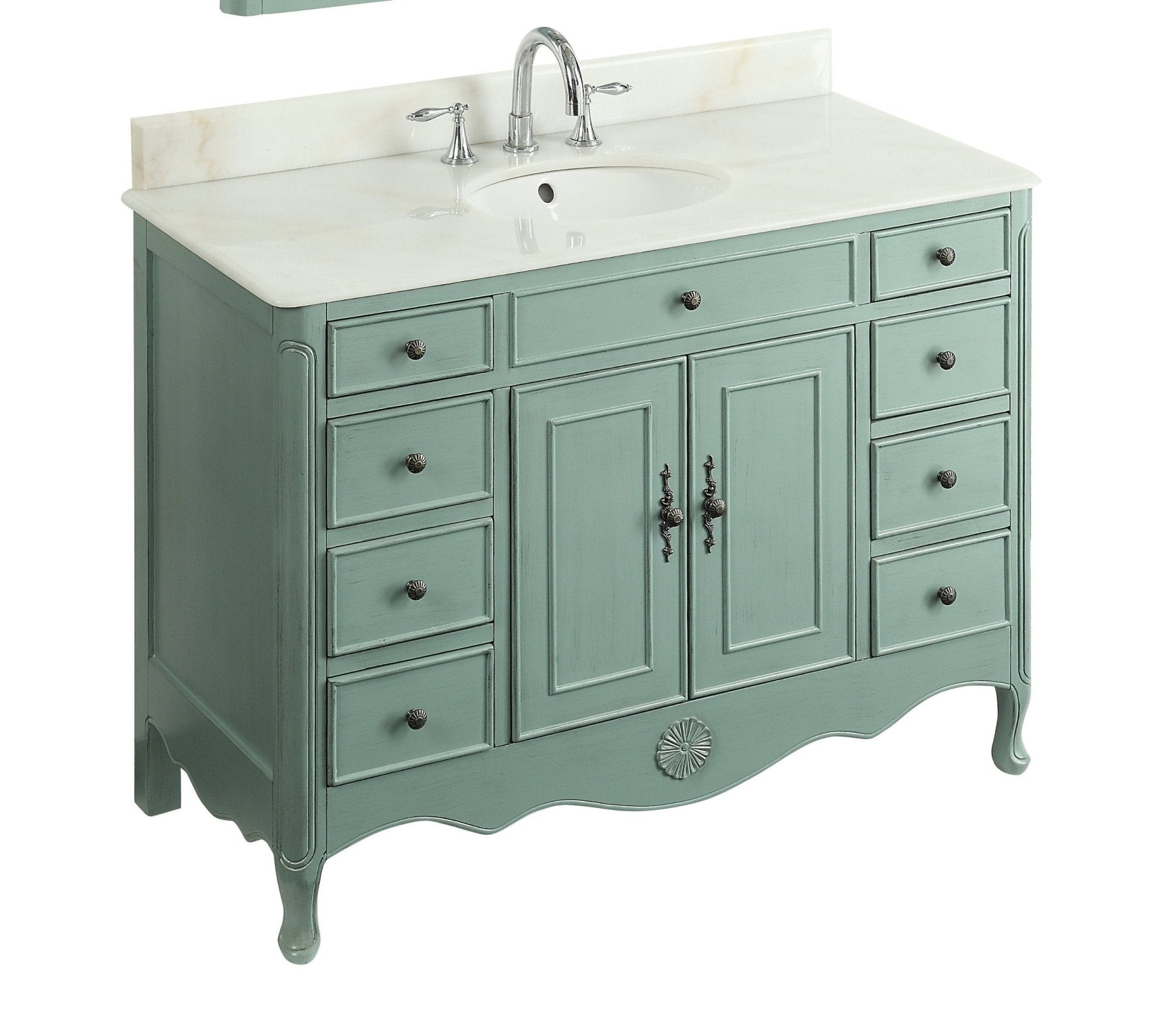 Chans Furniture HF-8535BU 46 Inch Distressed Light Blue Cottage Style Fayetteville Bathroom Sink Vanity
