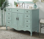 Chans Furniture HF-8535BU 46 Inch Distressed Light Blue Cottage Style Fayetteville Bathroom Sink Vanity